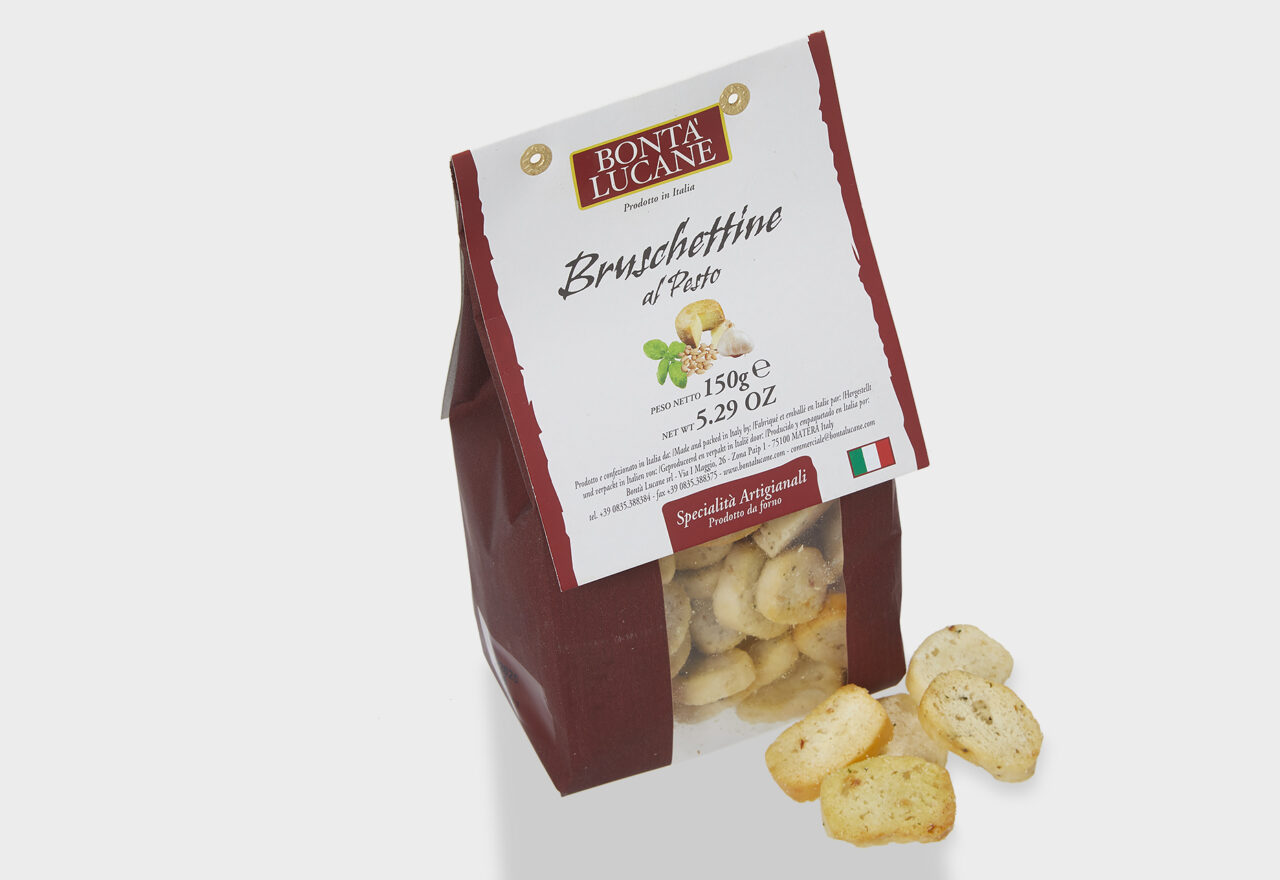 Bruschettine al pesto Chips og brushetta Lowin