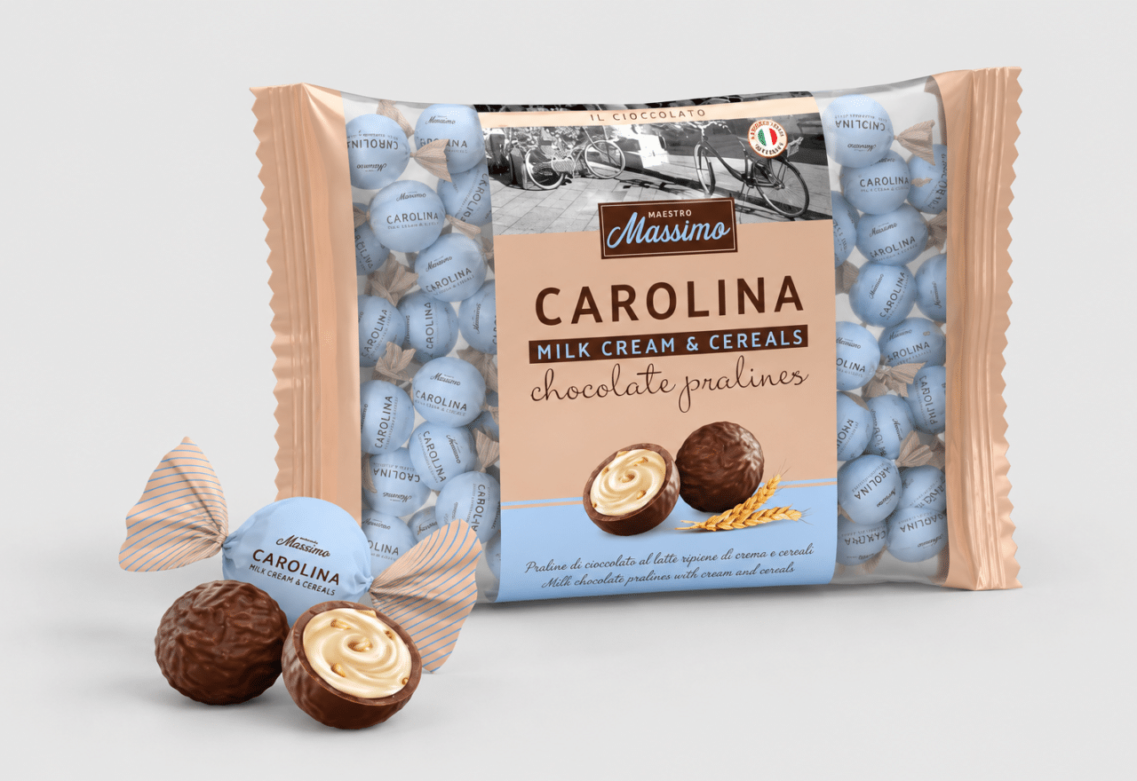 Carolina Praliner m/ hvid chokoladecreme & knas (Bulk) Chokolade Lowin
