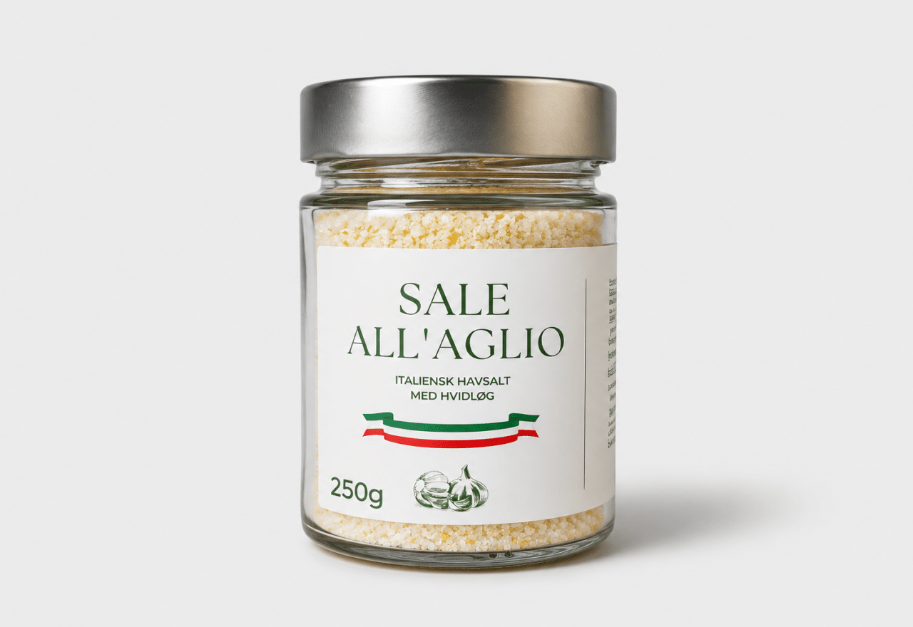 Italiensk havsalt m/ hvidløg (glas) Krydderier Lowin