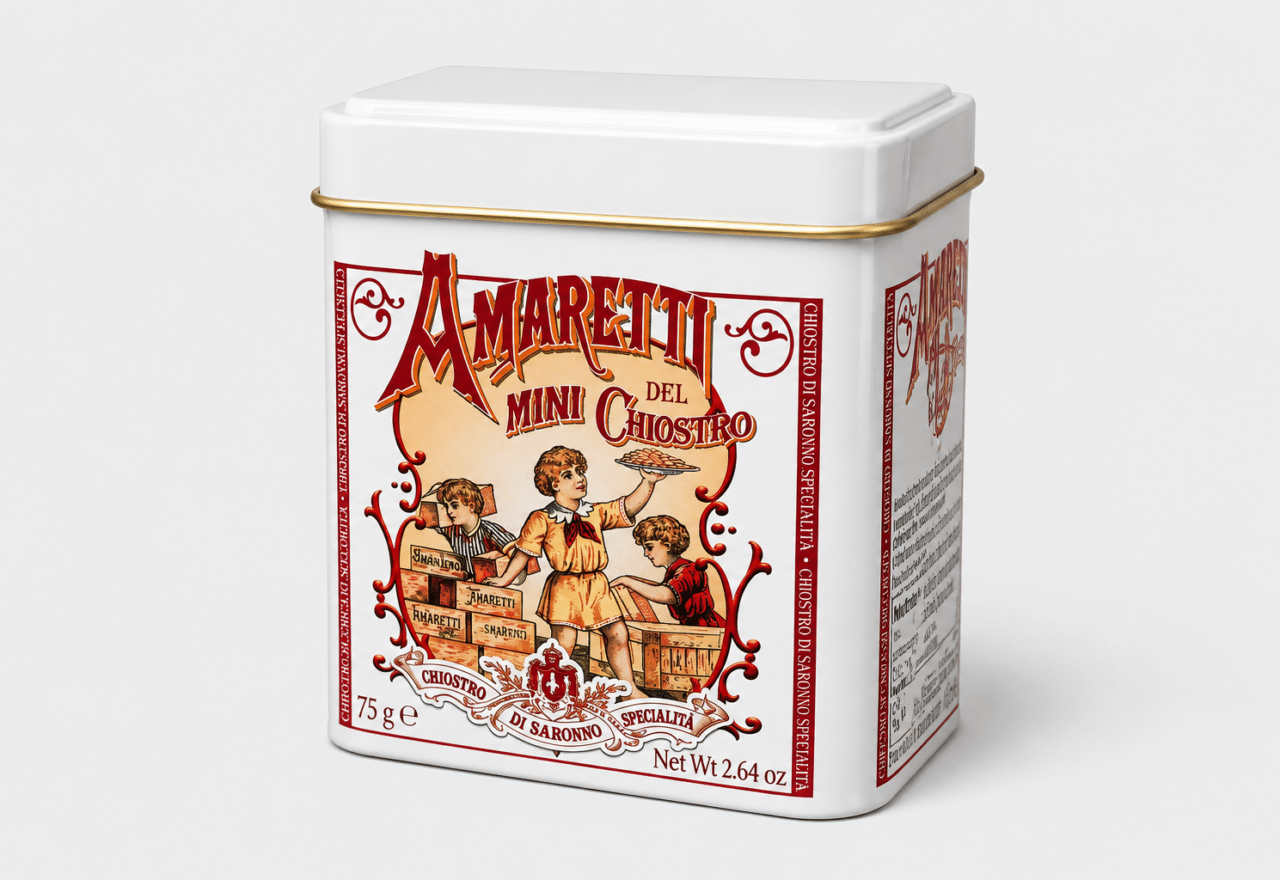 Amaretto Classico Crunchy – Mini (Hvid dåse) Kager og cookies Lowin